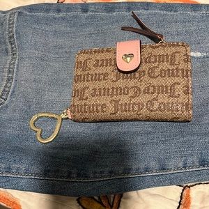 Brown and pink JUICY wallet with gold keychain